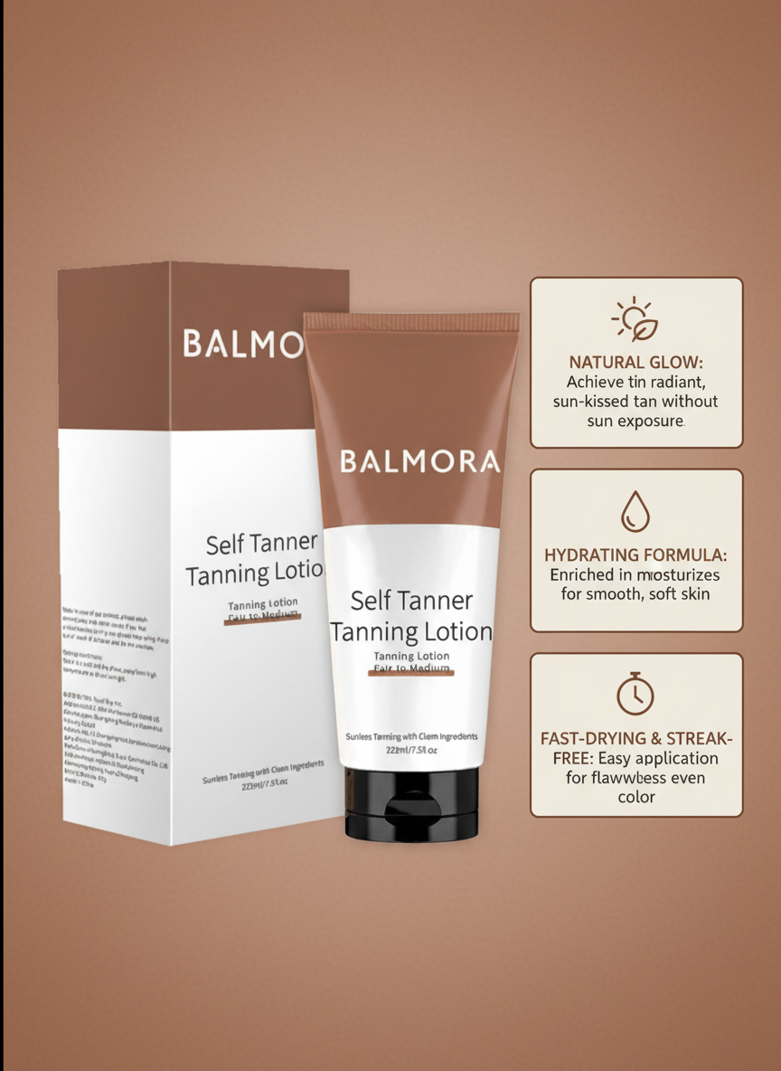 Balmora Self Tanner Tanning Lotion 222ml, Sunless Tanning Body Lotion